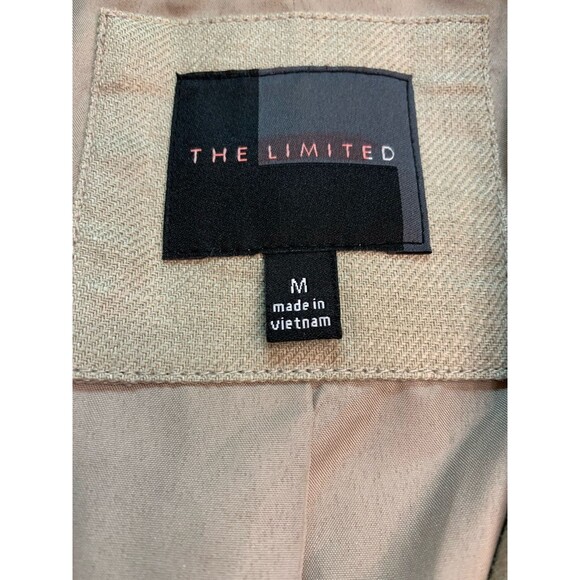Vintage The Limited Linen Blazer Jacket Medium Career Khaki Epaulettes Peplum - Picture 2 of 14